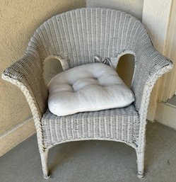 Wood Wicker Chair W/ Seat Cushion