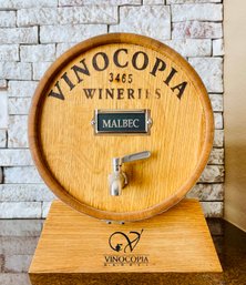 Vinocopia Wineries Dispenser Barrel With Wooden Base