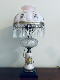 Vintage Hand Painted Floral Hurricane Lamp