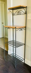 2007/2008 Longaberger Wrought Iron Tall 4-Tier Baker's Rack With Wood Shelf