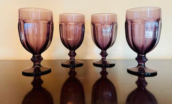 4 Libbey Amethyst  Water Goblets