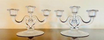 Duo Of Fostoria Candle Holders