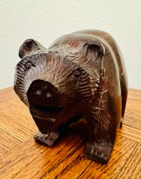 Hand Carved Wooden Bear Figure