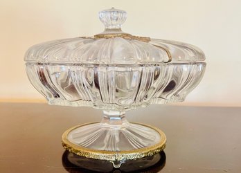 Vintage Glass Covered Candy Bowl