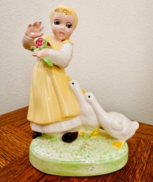 Vintage Holland Mold Girl With Geese Porcelain Figurine
