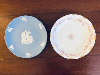 Wedgewood Christmas Blue Jasperware And Theodore Haviland Limoges Plates