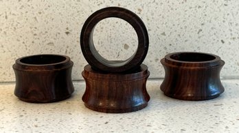 Set Of 4 Wooden Napkin Rings, Made In India