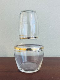 Vintage Clear Glass Gold Edged Water Carafe