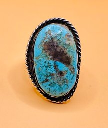 Sterling Silver & Turquoise Women's Ring Size 8