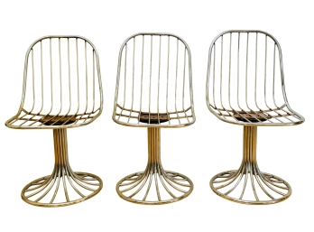 1965 Mid Century Modern Italian Chrome Rima Wire Margot Chairs By Gastone Rinaldi