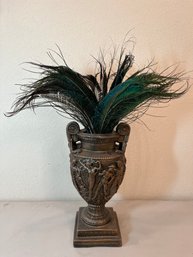 Metallic Greek Motif With Iridescent Feathers