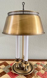 Vintage French Bouillotte Table Lamp Brass Tole Metal Shade 3 Way Electric