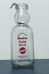 Vintage Meadow Gold Milk Bottle With Creamer Spoon