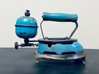 Vintage Blue Gas Steam Iron