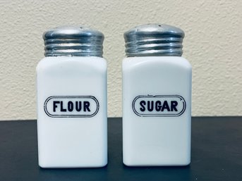 Sugar And Flour Milk Glass Shakers