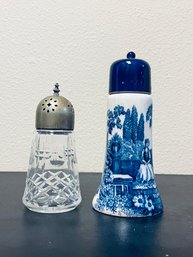 Vintage Flow Blue Shaker And Crystal Shaker