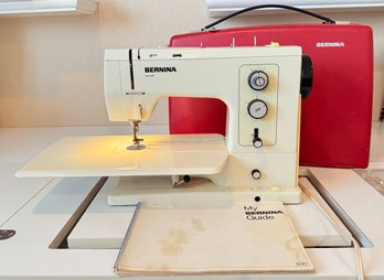 Classic Bernina RECORD 830 Sewing Machine With Extended Plate, Red Carrying Case, Manual And Foot Pedal