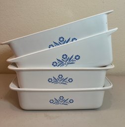 Lot Of Four Corning Ware Baking Pans With Cornflower Design