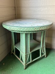 Green Round Wicker Patio Table