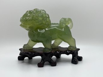 Chinese Jade Carved Glass Lion 1 Of 2