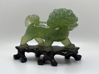 Chinese Jade Carved Glass Lion 2 Of 2