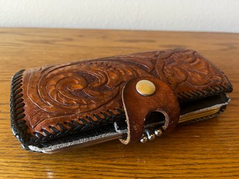 Tooled Leather Wallet - Monogrammed 'JGD'