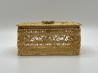 Thin Gold Toned Jewelry Box