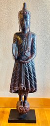 Carved Wood Figure Standing Buddha