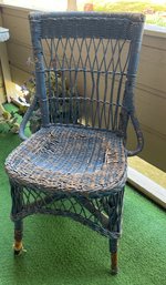 Vintage Blue Wicker Chair