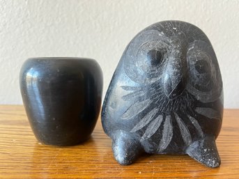 Barro Negro Pottery - Owl And Small Vase