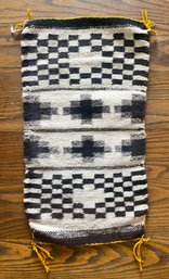 Authentic Hand Woven Black And Cream Navajo Rug