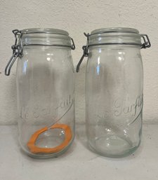 Pair Of Le Parfait 1.5l Glass Jars