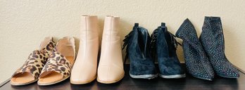 4 PC Lot Of Womens Footwear Including Boots & A Pair Of Sandals