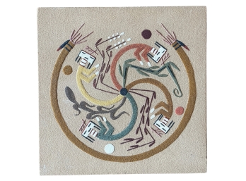 'the Whirling Rainbow' Sand Painting On Board By Yazzie, Sheep Springs