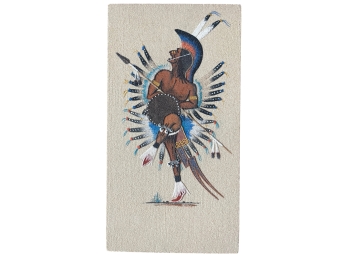 'War Dancer' Sand Painting On Board By Harvey R. Begaye