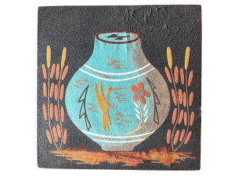 'Food Jar' Sand Painting On Board Signed R. Price