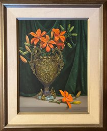 Original Roberto Lupetti ' Lillies ' Oil On Canvas Painting