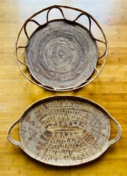 Wicker Oval Tray And Bowl