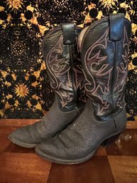 Black On Black Stingray Cowboy Boots - Olathe Boot Co.