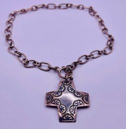 Sterling Silver Necklace And Cross Pendant Choker