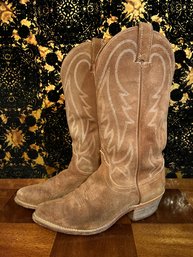 Tan Suede Roughout Cowboy Boots