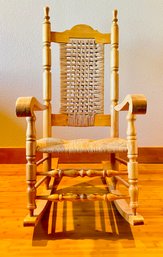 Solid Wood Rocking Chair With Woven Seat And Back 1 Of 2