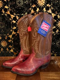 Red And Brown Teju Lizard Cowboy Boots - Tony Lama