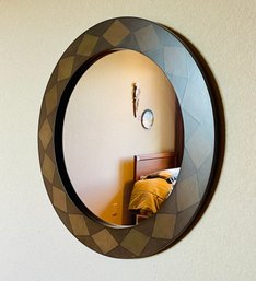 Oval Shaped With Geometrical Accents Wall Mirror