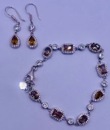 Sterling Silver Bracelet And Earring Set