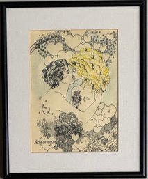 Framed Couple In Love Drawing By Harburger