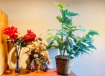 Trio Of Decorative Faux Plants