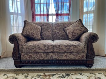 Cream Colored Paisley Patterned Love Seat