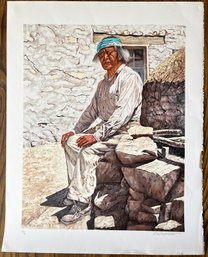 KM Freeman Signed A/P Print - Untitled, Indigenous Person Sitting