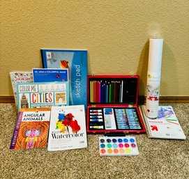 Craft Lot With Drawing Kit, Peel And Stick Canvas, Sketch Pads, And More!